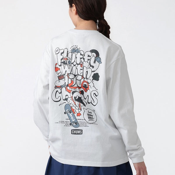 CHUMS ( チャムス ) フラッフィーポケットブラッシュドロングスリーブTシャツ 長袖Tシャツ ロンT 長袖カットソー メンズ レディース ユニセックス トップス ブラッシュド フラッフィー ポケット付き クルーネック カジュアル アウトドア キャンプ 秋冬 CH01-2880