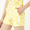 【 SALE 】 LOUDMOUTH ( ラウドマウス ) レディース ショートパンツ | 接触冷感 | ツイル素材 | キッス柄 | ターコイズ | 吸汗速乾 | UV | ゴルフ | ゴルフウェア | ショーパン | 763355 | らうどまうす