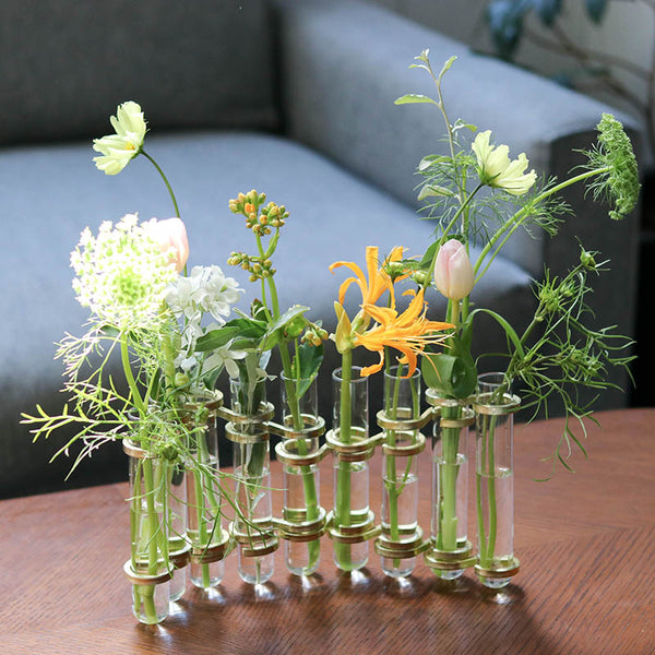 DULTON ( ダルトン ) LINK TUBE VASE リンク チューブ ベース | ゴールド | シルバー | 試験管 | 花瓶 | ガラス | ブラシ付 | オシャレ | ダイニング | 部屋 | 華やか | CH03-V76 | だるとん