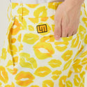 【 SALE 】 LOUDMOUTH ( ラウドマウス ) メンズ ショートパンツ | ツイル素材 | キッス柄 | イエロー | 吸汗速乾 | UV | 接触冷感 | ハーフパンツ | ゴルフ | ウェア | 半ズボン | アウトドア | レジャー | 動きやすい | 763305 | らうどまうす