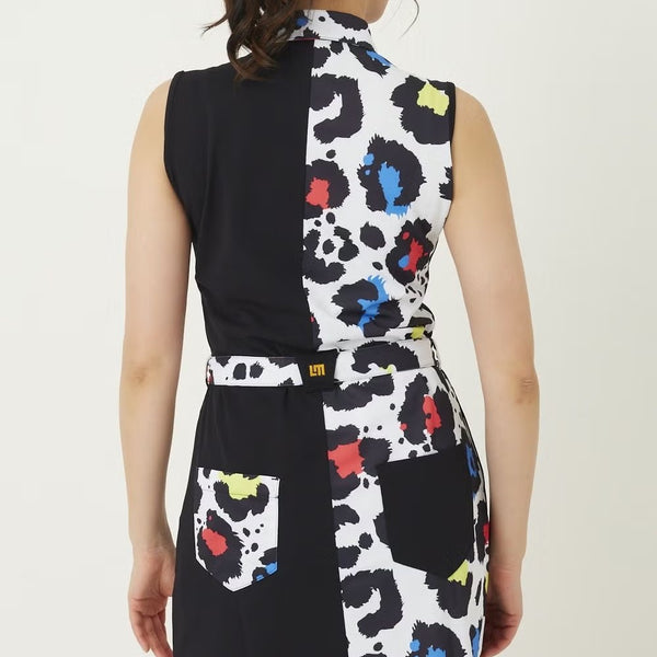 【 SALE 】 LOUDMOUTH ( ラウドマウス ) レディース ワンピース プレミアムカノコ素材 切替 ネオンレオパード | 吸汗速乾 | UV | ゴルフ | ゴルフウェア | 可愛い | 763666 | らうどまうす