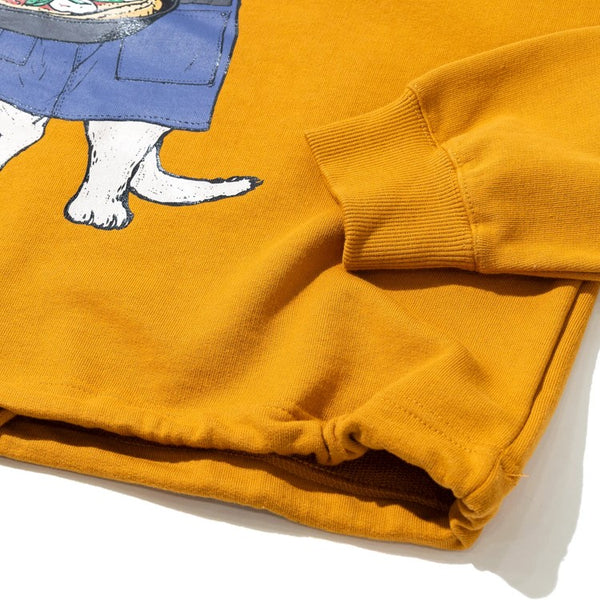 go slow caravan ( ゴースローキャラバン ) 空紡糸裏毛 スキレットピザ猫 ヘムスピンドルフーディー  | MENS | WOMENS | メンズ | レディース | トップス | 長袖 | 秋 | 冬 | 裏毛 | プリント | 352607 | カジュアル