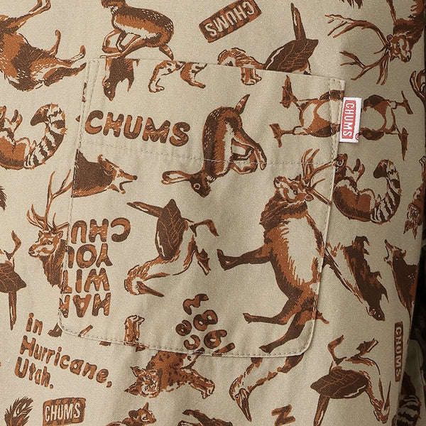 CHUMS ( チャムス ) プリンテッドボックスシャツ 総柄シャツ 半袖シャツ メンズ レディース オーバーサイズ 開襟シャツ ボックスシルエット コットン100％ カジュアル アウトドア キャンプ フェス 旅行 羽織り トップス ブービーバード 柄シャツ ユニセックス 春夏 CH02-1290