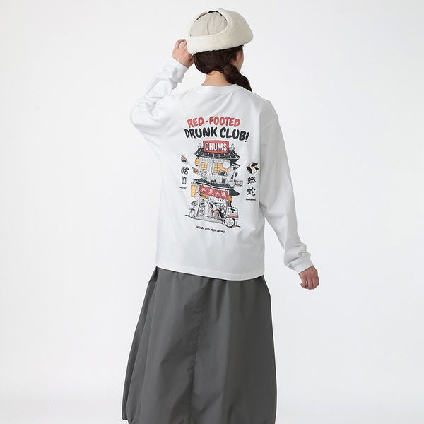 CHUMS ( チャムス ) アカアシサカバブラッシュドロングスリーブTシャツ 長袖Tシャツ ロンT メンズ レディース オーバーサイズ カジュアル アウトドア キャンプ トップス コットン 綿100% ブービーバード アカアシサカバ 秋冬 春 トレーナー