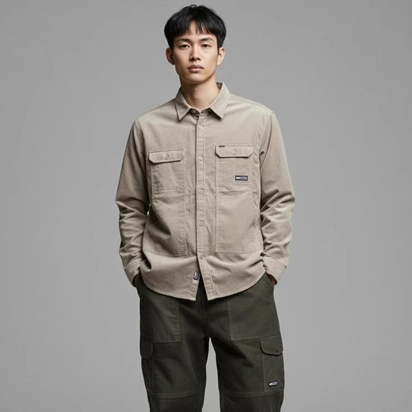 GRIP SWANY ( グリップスワニー ) 【 GSMSH-072 】 CORDUROY STRETCH FIELD SHIRTS | 長袖 | シャツ | シンプル | オシャレ | フィールドシャツ | ポケット | パッチポケット | アウトドア | レジャー | キャンプ | コーデュロイ | ストレッチ | ぐりっぷすわにー