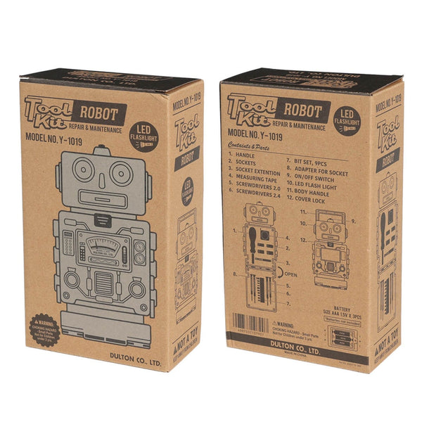 DULON ( ダルトン ) TOOL KIT ROBOT SILVER ツール キット ロボット | 工具セット | ロボット型 | DIY | Y-1019SV | ドライバー | ソケット | ビット |  LEDライト | メジャーテープ | だるとん | ギフト | プレゼント