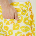 【 SALE 】 LOUDMOUTH ( ラウドマウス ) メンズ ショートパンツ | ツイル素材 | キッス柄 | イエロー | 吸汗速乾 | UV | 接触冷感 | ハーフパンツ | ゴルフ | ウェア | 半ズボン | アウトドア | レジャー | 動きやすい | 763305 | らうどまうす