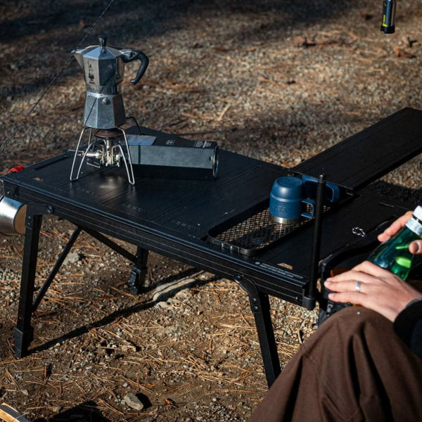 AS2OV ( アッソブ ) フォールディングテーブル | FOLDING TABLE | ブラック | 492502-10 | 大型テーブル | キャンプ | BBQ | デュオキャンプ | ソロキャンプ | 調整可能 | 高さ調節 | アルミ | 軽量 | ワンタッチ | ランタンポール | バッグ付 | あっそぶ