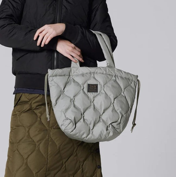 TAION ( タイオン ) ミリタリー ダウントートバッグM | トートバッグ | 通勤 | オシャレ | シンプル | 定番 | バッグ | カバン | ダウン | 巾着バッグ | 2way | キルト | 洗濯可 | ユニセックス | TAION-TT02ML-1-M