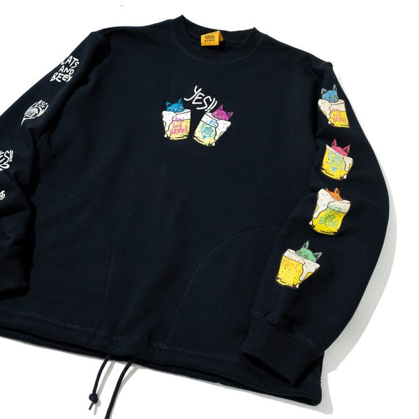 go slow caravan ( ゴースローキャラバン ) 空紡糸裏毛 猫と麦酒 ヘムスピンドルクルースウェット | MENS | WOMENS | メンズ | レディース | トップス | 長袖 | ウェア | 可愛い | オシャレ | 352608