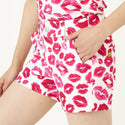 【 SALE 】 LOUDMOUTH ( ラウドマウス ) レディース ショートパンツ | 接触冷感 | ツイル素材 | キッス柄 | ターコイズ | 吸汗速乾 | UV | ゴルフ | ゴルフウェア | ショーパン | 763355 | らうどまうす