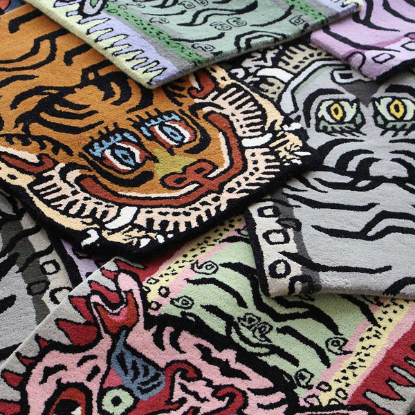 DETAIL ( ディテール ) Tibetan Tiger Rug H1-75 チベタンタイガーラグ | 虎モチーフ | ウールラグ | ラグ | インテリア | 寝室 | ハーフサイズ | 玄関マット | ポイントラグ | 絨毯 | 厚手 | 硬め | 室内 | 虎 | ウール | ハンドメイド | チベット | 3316H1