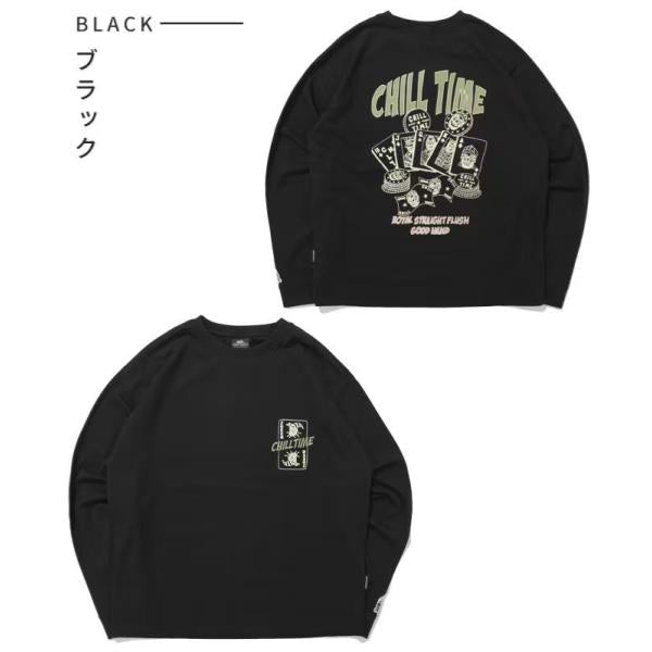 KRIFF MAYER ( クリフメイヤー ) チルタイムロンT ポーカー メンズ 2616303 ロンT 長袖 長袖シャツ 長袖Tシャツ Tシャツ プリントTシャツ アウトドア キャンプ カジュアル ユニセックス 秋 冬 刺繍 バックプリント