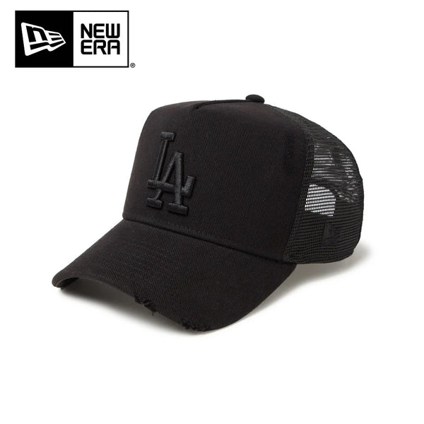 NEW ERA ( ニューエラ ) 9FORTY A-Frame トラッカー Damaged Series ロサンゼルス ・ ドジャース ブラック | 帽子 | キャップ | サイズ調整 | メッシュ | ユニセックス | 日よけ | スナップバック | 14388620 | コットン | ポリエステル | にゅーえら