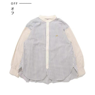 KRIFF MAYER ( クリフメイヤー ) 異素材ミックスストライプシャツ | LADYS | W2535116 | レディース | シャツ | 綿100% | ストライプシャツ | 長袖 | 春服 | トップス | オシャレ | 体型カバー | 着やせ | くりふめいやー | カジュアル