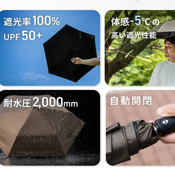 【2サイズ・3カラーで再登場】 WAQ ( ワック ) Field Umbrella | 日傘 | 折りたたみ | 折りたたみ傘 | 軽い | コンパクト | 自動開閉 | UPF50+ | 晴雨兼用 | 遮光率100% | 雨傘 | 通勤 | 通学 | シンプル | 涼しい | お出かけ | レジャー