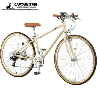 CAPTAIN STAG ( キャプテンスタッグ ) ル・ショワ7007アルミクロス クロスバイク 自転車 700C 700×35C 外装7段変速 シマノ SHIMANO アルミフレーム Mサイズ ラテ BAA 自転車協会認証 通勤 通学 街乗り サイクリング スポーツサイクル YG-1583