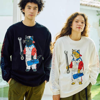 go slow caravan ( ゴースローキャラバン ) 【 NISSAN×go slow caravan 】 超ヘビーUSA/CRALLYメカニック猫ロングスリーブTEE | MENS | メンズ | トップス | ウェア | ロンT | 長袖 | Tシャツ | 綿100％ | 351951 | ごーすろーきゃらばん