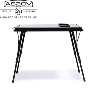 AS2OV ( アッソブ ) フォールディングテーブル | FOLDING TABLE | ブラック | 492502-10 | 大型テーブル | キャンプ | BBQ | デュオキャンプ | ソロキャンプ | 調整可能 | 高さ調節 | アルミ | 軽量 | ワンタッチ | ランタンポール | バッグ付 | あっそぶ
