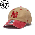 ’47 ( フォーティーセブン ) ’47クリーンナップ ニューヨーク・ヤンキース Eldin カーキ × レッド | 帽子 | キャップ | ヴィンテージ | 柔らかい | アジャスタブルキャップ | 定番 | ウォッシュド加工 | フィット感 | 14858325 | コットン