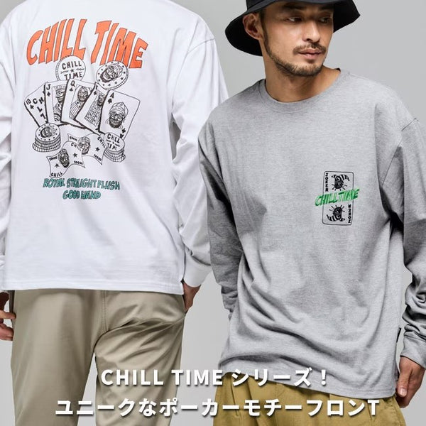 KRIFF MAYER ( クリフメイヤー ) チルタイムロンT ポーカー メンズ 2616303 ロンT 長袖 長袖シャツ 長袖Tシャツ Tシャツ プリントTシャツ アウトドア キャンプ カジュアル ユニセックス 秋 冬 刺繍 バックプリント