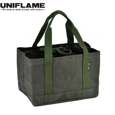 UNIFLAME ( ユニフレーム ) ダッチトート 10インチ カーキグリーン | トートバッグ | 収納 | バッグ | アウトドア | キャンプ | ダッチオーブン | 持ち運び | 巾着 | メッシュ | 通気性 | 10号帆布 | パラフィン加工 | ゆにふれーむ | 661307