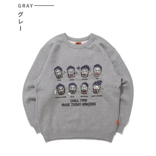 KRIFF MAYER ( クリフメイヤー ) チルタイム裏起毛クルー ( 顔 ) MENS | メンズ | 長袖 | 2523108 | コットン | クルーネック | カジュアル | オシャレ | プリント | スウェット | 裏起毛 | アパレル | トップス | くりふめいやー
