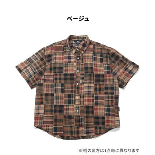 KRIFF MAYER ( クリフメイヤー ) パッチワーク半袖シャツ | MENS | 2553100 | メンズ | 半袖 | カジュアルシャツ | BBQ | フェス | オシャレ | 夏シャツ | トップス | 大人カジュアル | ゆったり | 春夏 | くりふめいやー