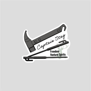 CAPTAIN STAG ( キャプテンスタッグ ) CSデザインステッカー ( ハンマー＆ペグ ) 73×60mm | UM-1593 | ステッカー | ガラス | 車 | アウトドア | キャンプ | ハードボックス | 冷蔵庫 | キャリーケース | キャプスタ