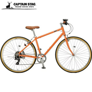 【 取り寄せ商品 】CAPTAIN STAG ( キャプテンスタッグ ) クロスバイク ル・ショワ7007 アルミクロス 700C Mサイズ ラテ YG-1582 自転車 シマノ 外装7段 変速 バッテリーライト Vブレーキ ツートーンタイヤ ブラウンパーツ 通勤 通学 街乗り サイクリング スポーツバイク