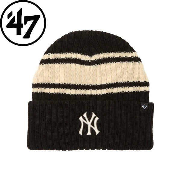 ’47 ( フォーティーセブン ) ’47 カフニット ニューヨーク・ヤンキース Harbor Stripe ブラック | 帽子 | ニット帽 | 防寒 | オシャレ | ボーダー | 可愛い | 14858322 | アクリル | レジャー | お出かけ | アウトドア