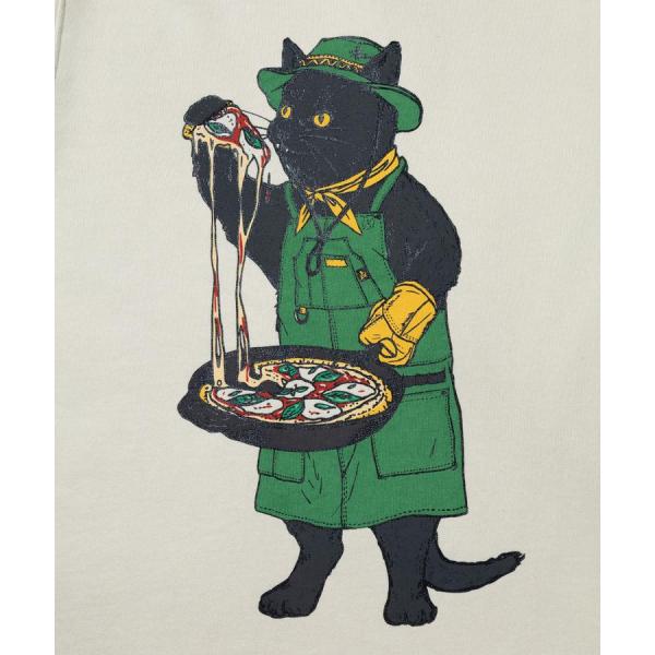 go slow caravan ( ゴースローキャラバン ) 空紡糸裏毛 スキレットピザ猫 ヘムスピンドルフーディー  | MENS | WOMENS | メンズ | レディース | トップス | 長袖 | 秋 | 冬 | 裏毛 | プリント | 352607 | カジュアル