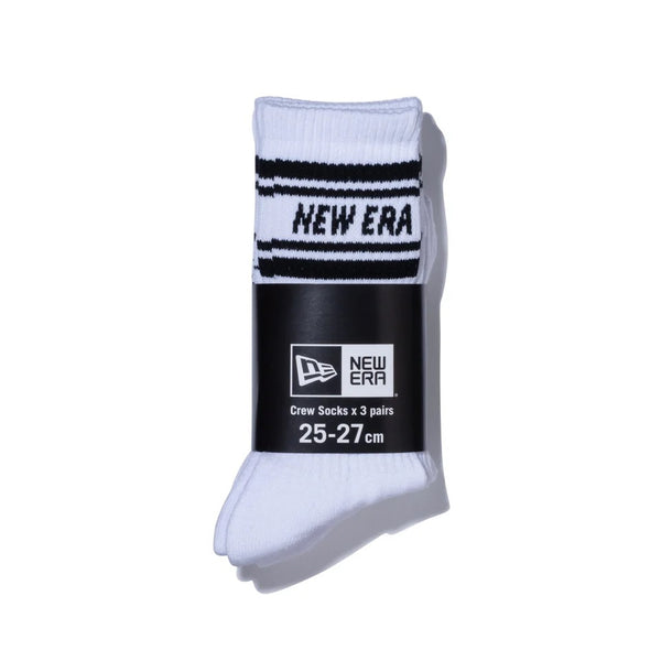 NEW ERA ( ニューエラ ) ソックス クルー 3ペア | 靴下 | ３足 | セット | 通勤 | 通学 | 毎日 | シンプル | ホワイト | ライン | 使いやすい | サイズ豊富 | アウトドア | キャンプ | レジャー | ネイビー | ブラック