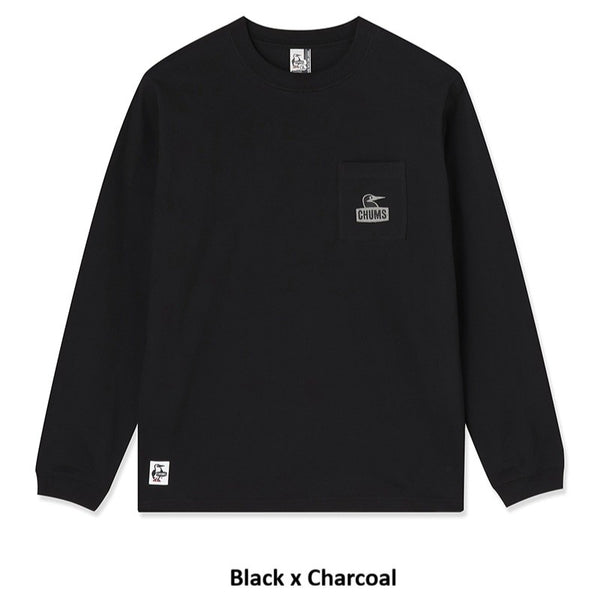 CHUMS ( チャムス ) ブービーフェイスポケットブラッシュドロングスリーブTシャツ 長袖Tシャツ ロンT メンズ レディース ユニセックス ブービーバード ポケットTシャツ コットン 綿100％ ブラッシュド 裏起毛風 秋冬 春 トップス カジュアル タウンユース 普段着 CH01-2670