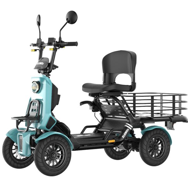 ELEMOs ( エレモーズ ) エレキャリーシリーズ 特定小型四輪 電動モビリティ 電動カート 電動車 免許不要 公道走行可能 カーゴタイプ カラフルキャリー 大容量収納 積載 120L 近距離移動 シニア 高齢者 買い物 通院 お出かけ 日常使い EV 電気自動車