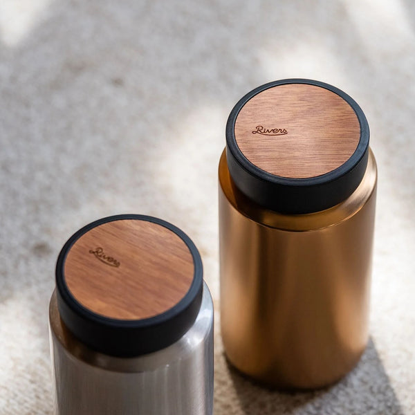 RIVERS ( リバーズ ) ドリンクボトル モク コーヒー | ボトル | 水筒 | ステンレス | シンプル | シルバー | コーヒー | 持ち運び | アウトドア | セラミックコーティング | 飲み口広め | 洗いやすい | 天然木 | 真空二重構造 | 真空断熱 | りばーず | BT035