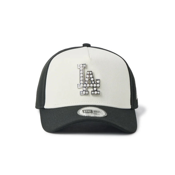 NEW ERA ( ニューエラ ) 9FORTY A-Frame MLB パール バッジ Pearl Badge ロサンゼルス・ドジャース ブラック/クロームホワイト | 帽子 | キャップ | 14744960 | にゅーえら | ユニセックス | スナップバック | シンプル | サイズ調整