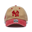 ’47 ( フォーティーセブン ) ’47クリーンナップ ニューヨーク・ヤンキース Eldin カーキ × レッド | 帽子 | キャップ | ヴィンテージ | 柔らかい | アジャスタブルキャップ | 定番 | ウォッシュド加工 | フィット感 | 14858325 | コットン