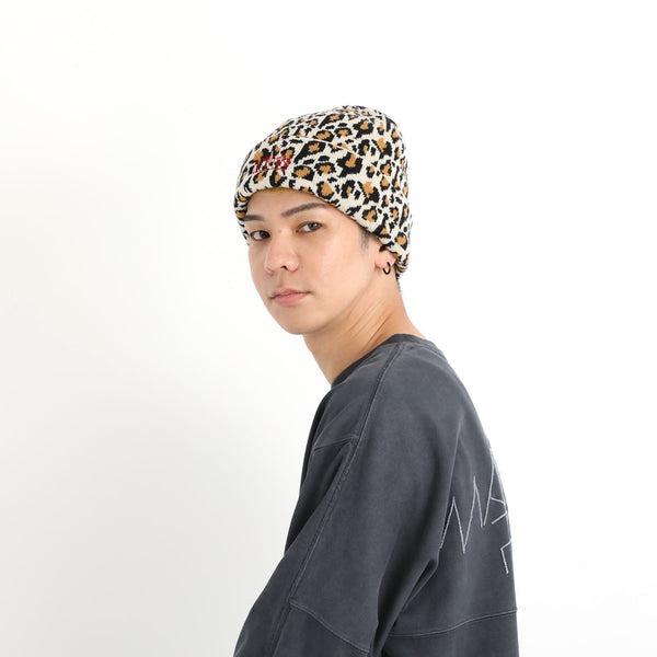Manhattan Portage ( マンハッタンポーテージ ) Leopard Jacquard Knit Watch | 帽子 | ニット帽 | ビーニー | 冬 | オシャレ | レオパード | ニット帽 | 刺繍 | ヒョウ柄 | MP351 | まんはったんぽーてーじ