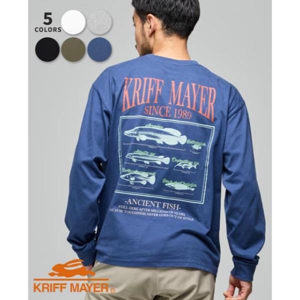 KRIFF MAYER ( クリフメイヤー ) クリフメイヤー 外遊びプリントロンT 古代魚 ロンT 長袖Tシャツ 長袖Tシャツ メンズ メンズロンT プリントTシャツ カジュアルTシャツ アメカジ アメカジTシャツ アウトドアウェア アウトドアTシャツ 外遊び
