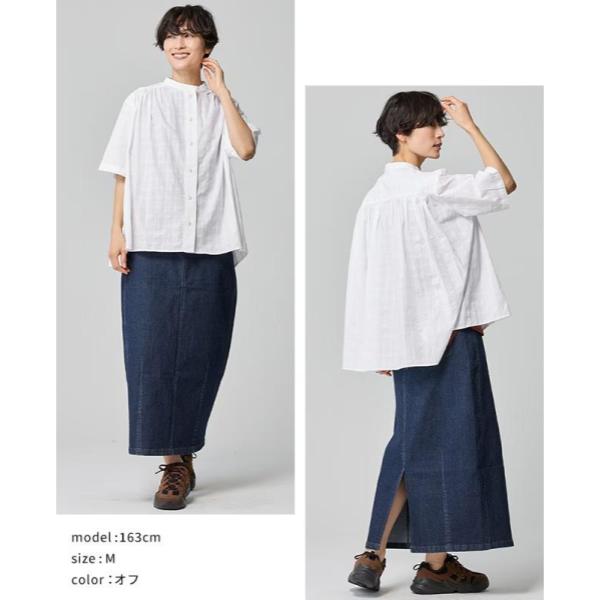 【 SALE 】 KRIFF MAYER ( クリフメイヤー ) ボックスギャザー半袖シャツ | LADYS | W2545115 | 半袖 | 体型カバー | 綿100% | シンプル | カジュアル | 大人カジュアル | お洒落 | お出かけ | くりふめいやー