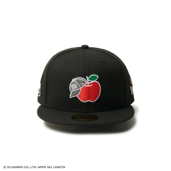 NEW ERA ( ニューエラ ) 59FIFTY HELLO KITTY リンゴ ブラック | 帽子 | キャップ | 日よけ | ユニセックス | キャンプ | アウトドア | ポリエステル | キティちゃん | ハローキティ | にゅーえら | 14348626