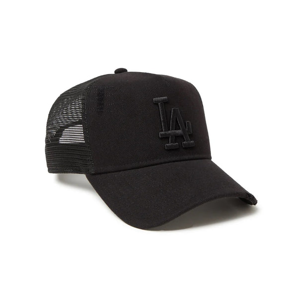 NEW ERA ( ニューエラ ) 9FORTY A-Frame トラッカー Damaged Series ロサンゼルス ・ ドジャース ブラック | 帽子 | キャップ | サイズ調整 | メッシュ | ユニセックス | 日よけ | スナップバック | 14388620 | コットン | ポリエステル | にゅーえら
