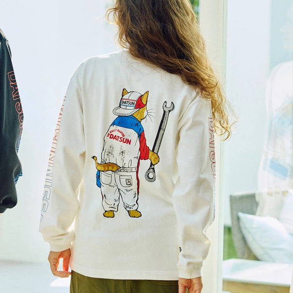 go slow caravan ( ゴースローキャラバン ) 【 NISSAN×go slow caravan 】 超ヘビーUSA/CRALLYメカニック猫ロングスリーブTEE | MENS | メンズ | トップス | ウェア | ロンT | 長袖 | Tシャツ | 綿100％ | 351951 | ごーすろーきゃらばん