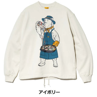 go slow caravan ( ゴースローキャラバン ) 空紡糸裏毛 スキレットピザクマ ヘムスピンドルクルースウェット  | MENS | WOMENS | メンズ | レディース | ウェア | トップス | 長袖 | スウェット | 352606 | 裏毛 | 秋 | 冬 | ごーすろーきゃらばん