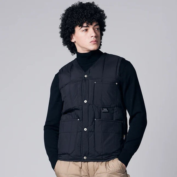 TAION ( タイオン ) ワーク Vネックボタン ダウンベスト | ベスト | 軽い | インナー | ダウン | 軽量 | 暖かい | 防寒 | 秋 | 冬 | シンプル | ブラック | ダークチャコール | TAION-001BWK | アウトドア | キャンプ | レジャー | たいおん