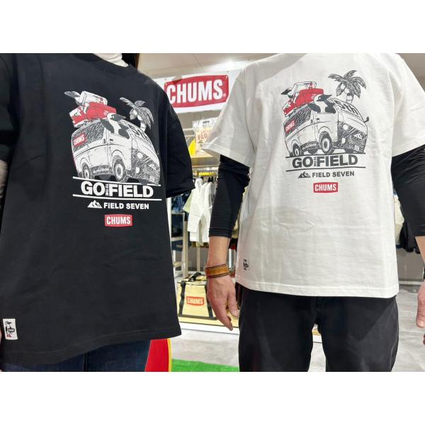 CHUMS × FIELD SEVEN 5th Anniversary Tシャツ ブラック | 黒色 | 半袖 | 半袖シャツ | コラボ | チャムス | ちゃむす | フィールドセブン | 夏服 | アパレル | 吸水 | 通気性 | 綿100% | 快適