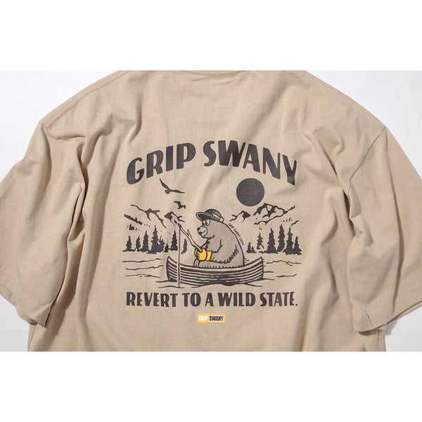 GRIP SWANY ( グリップスワニー ) 【 GSWCT0043 】 W`S BEAR PRINT TEE | シャツ | ウィメンズ | レディース | Tシャツ | 半袖 | 夏服 | バックプリント | シンプル | 綿100% | ロゴ | クマ