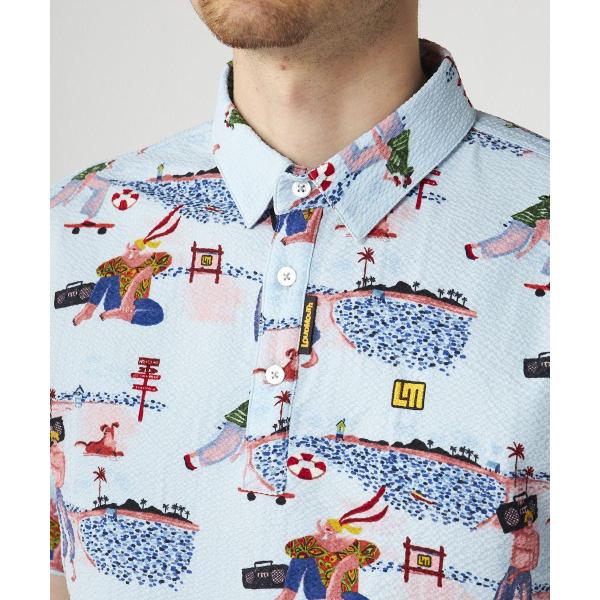 LOUDMOUTH ( ラウドマウス ) メンズ ニットサッカー 柄半袖シャツ | 半袖シャツ | ゴルフ | ゴルフウェア | ウェア | 半袖 | 派手 | ストライプ | 凹凸 | 吸汗速乾 | UV | ストレッチ | 765602