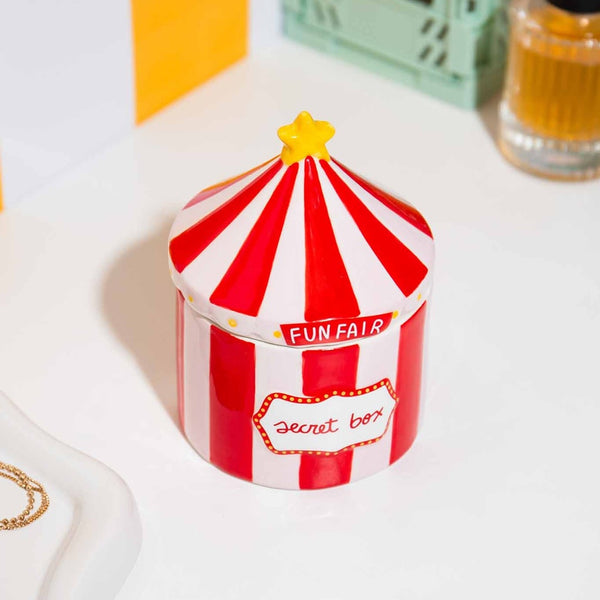 DETAIL ( ディテール ) Fun Fair Storage Box DOIY ファンフェア ストレージ ボックス | サーカステントモチーフ | 収納 | ボックス | ポップ | 可愛い | プレゼント | ギフト | H0160 | アクセサリー入れ | ストライプ | でぃてーる | 陶器